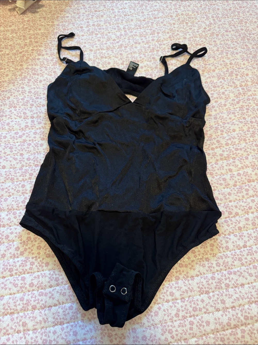 Forever 21 Black V-Neck Bodysuit with Adjustable Straps